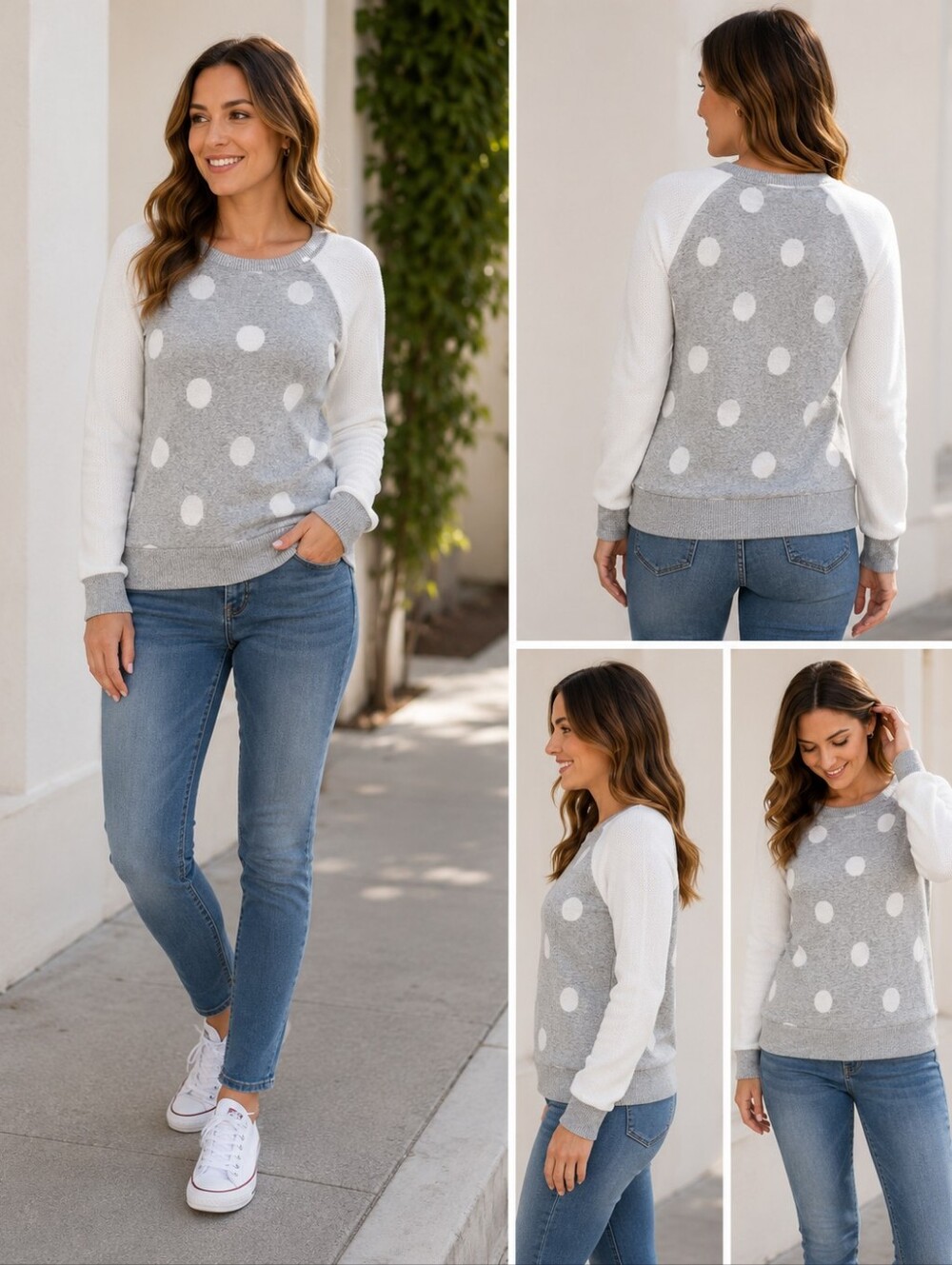 APT.9 POLKA DOTS CREW SWEATER 💥